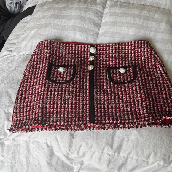 Corey Lynn Calter Red and Black Checkered Mini Skirt XL - Picture 2 of 6